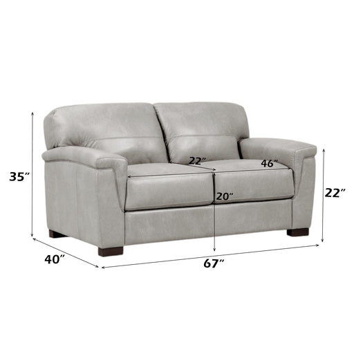 Cornelia - Loveseat - Pearl Gray Leather - R&R Furniture Gallery (Fountain Valley, CA)