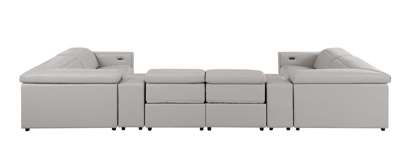 1208 - 8 Piece U Shaped Leather Sectional With 4 Power Recliners & Power Headrests