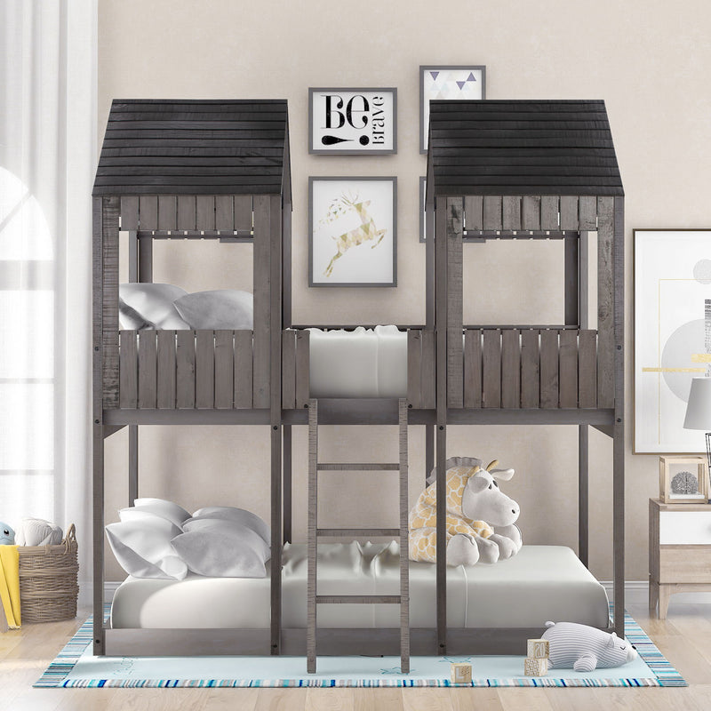 Bunk Bed With Roof, Window, Guardrail, Ladder - R&R Furniture Gallery (Fountain Valley, CA)