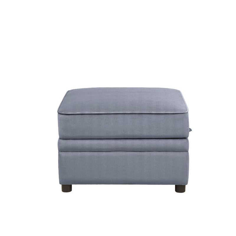 Bois II - Ottoman With Storage - Gray Velvet - R&R Furniture Gallery (Fountain Valley, CA)