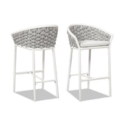 Rowan - Rope Barrel Low Back Patio Counter Stool (Set of 2) - Optic White - R&R Furniture Gallery (Fountain Valley, CA)
