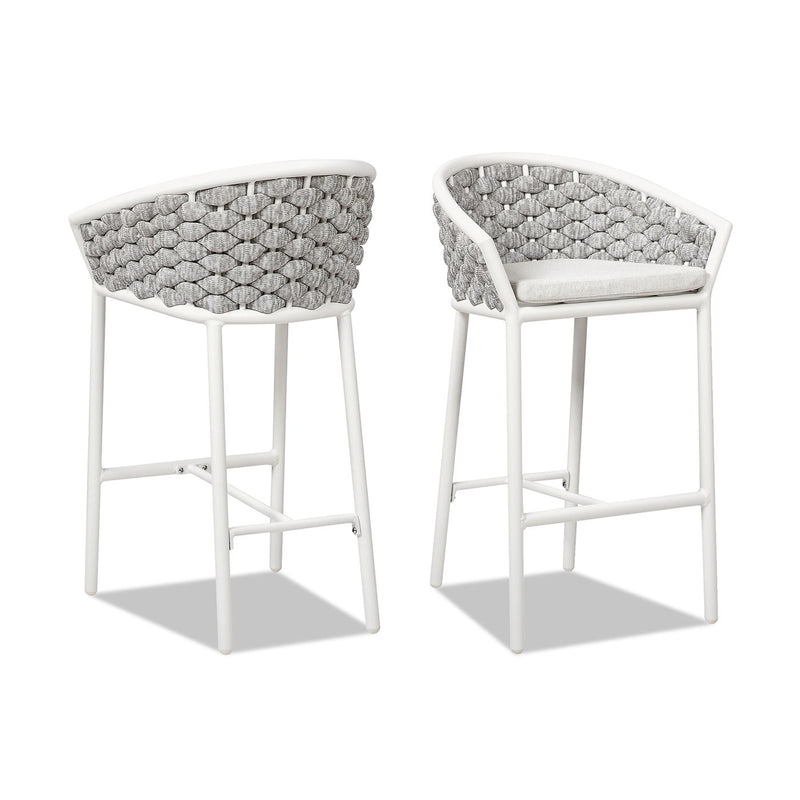 Rowan - Rope Barrel Low Back Patio Counter Stool (Set of 2) - Optic White - R&R Furniture Gallery (Fountain Valley, CA)