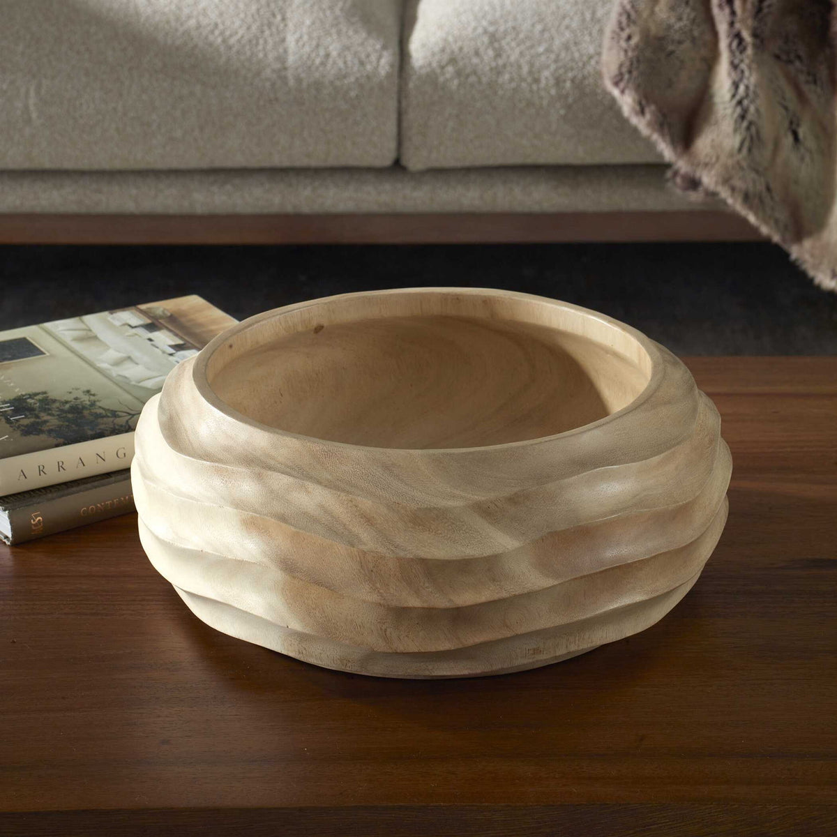 Waveform - Bleached Wood Bowl - Beige