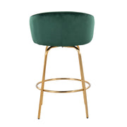 Pair of Lumi Source Claire contemporary glam counter stools with sleek frames and plush upholstered seats in a modern set.