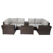 Outdoor Wicker Sectional With Weather Resistant Cushions And Table - R&R Furniture Gallery (Fountain Valley, CA)