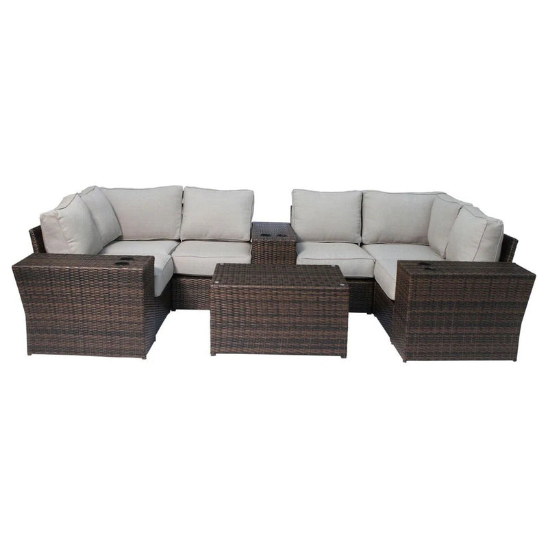 Outdoor Wicker Sectional With Weather Resistant Cushions And Table - R&R Furniture Gallery (Fountain Valley, CA)