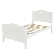 DreamHaus platform bed with slat support, headboard, and footboard showcasing a modern wooden frame and sleek design.