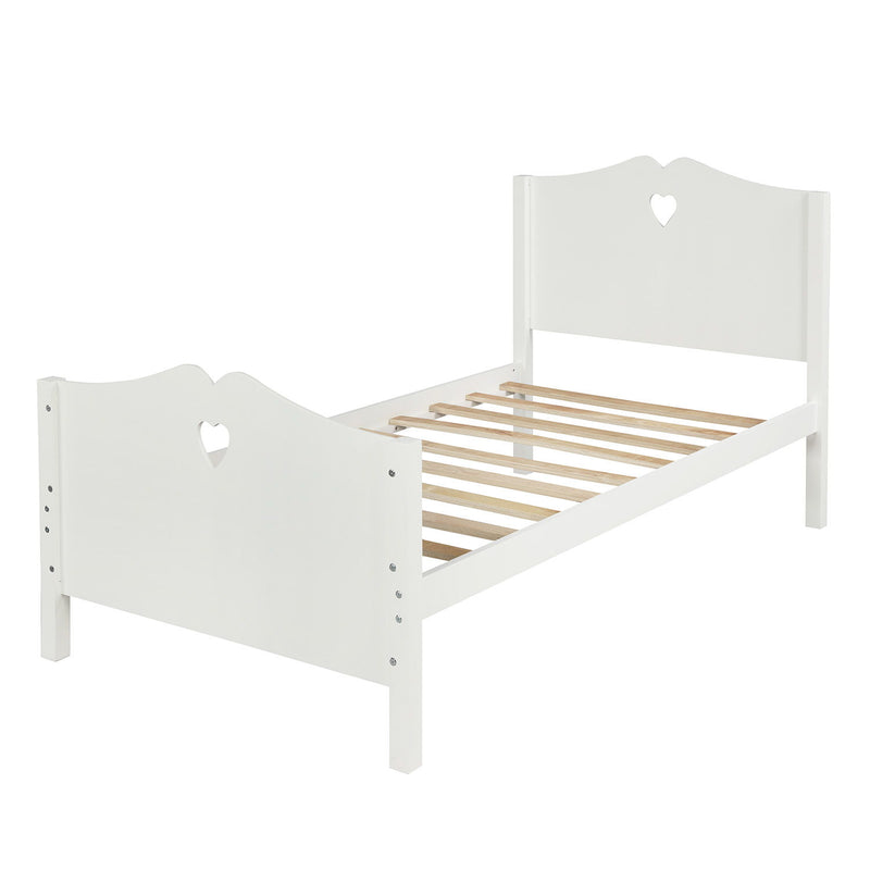 DreamHaus platform bed with slat support, headboard, and footboard showcasing a modern wooden frame and sleek design.