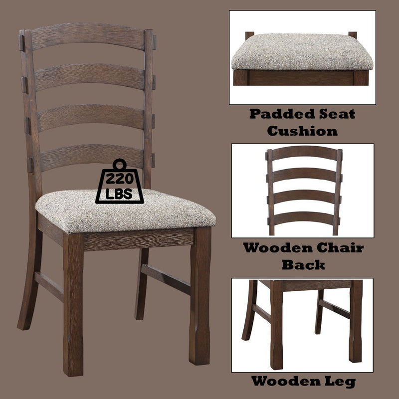 Pascaline - Side Chair (Set of 2) - Gray Fabric, Rustic Brown & Oak - R&R Furniture Gallery (Fountain Valley, CA)