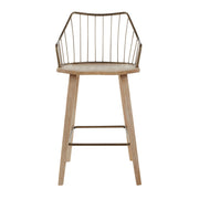 Lumi Source Winston farmhouse counter stool with wooden legs and cushioned seat, ideal for kitchen or bar height seating.
