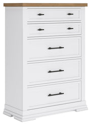 Ashbryn - Five Drawer Chest - White / Natural - R&R Furniture Gallery (Fountain Valley, CA)
