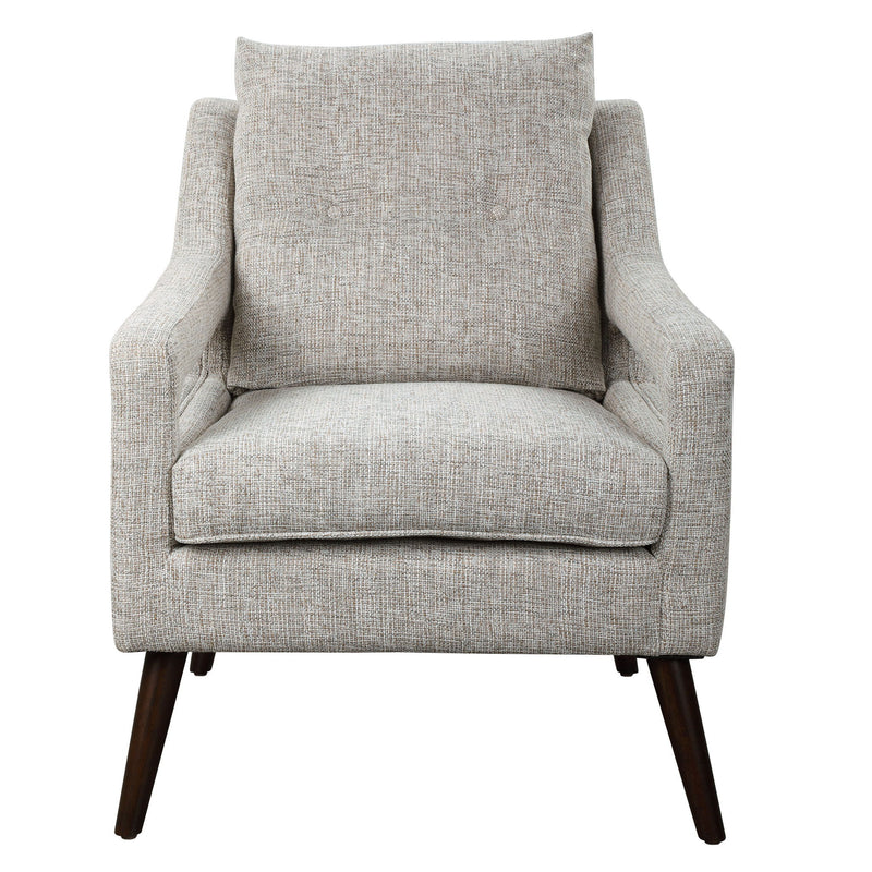 Uttermost O'Brien armchair with plush upholstery and wooden legs, showcasing a stylish and comfortable seating design.