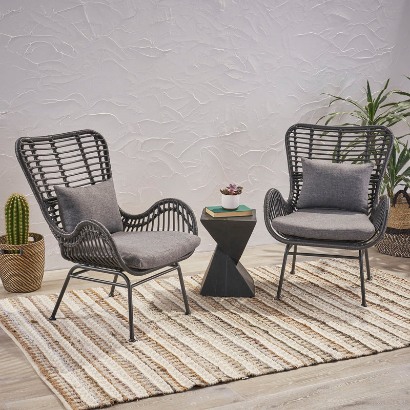 Modern Aesthetic Outdoor Rattan Accent Chair With Metal Legs - R&R Furniture Gallery (Fountain Valley, CA)