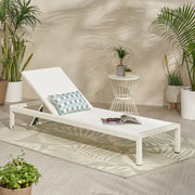Noble House outdoor patio chaise lounge with five reclining positions, featuring a cushioned seat and adjustable backrest.