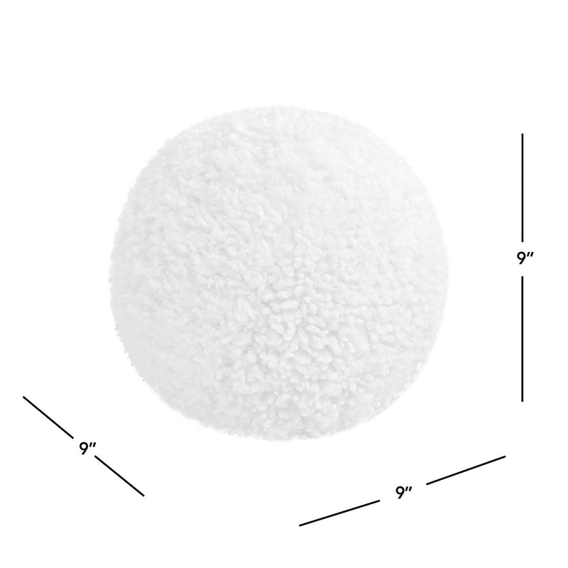 Ayla - Round Sphere Accent Ball Throw Pillow - Curly White - R&R Furniture Gallery (Fountain Valley, CA)
