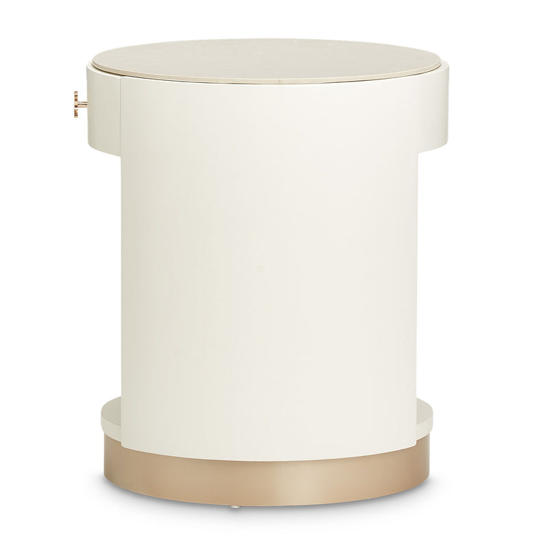 La Rachelle - Round End Table - Champagne - R&R Furniture Gallery (Fountain Valley, CA)