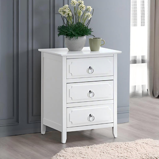 Daniel - 3 Drawer Nightstand - White - R&R Furniture Gallery (Fountain Valley, CA)