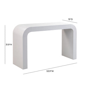TOV Furniture Hump console table with sleek wooden surface and modern design, ideal for entryways or living rooms.