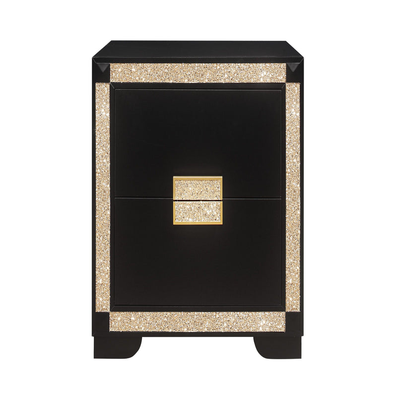 Lively - Nightstand With Glitter Detail And Thick Bar Handle Hardware - Black - R&R Furniture Gallery (Fountain Valley, CA)