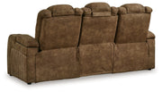 Wolfridge - 2 Pc. - Power Reclining Sofa, Power Reclining Loveseat With Console - Brindle - R&R Furniture Gallery (Fountain Valley, CA)