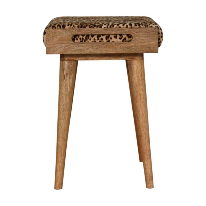 Leopard Tray Style Footstool - Brown Oak - R&R Furniture Gallery (Fountain Valley, CA)