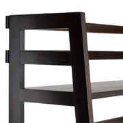 Handcrafted Acadian ladder shelf bookcase by Simpli-Home with multiple wooden shelves and a sleek ladder design for storage and display