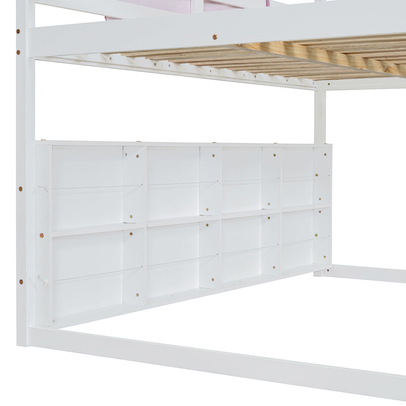 DreamHaus loft bed with house-shaped frame and tent, featuring a cozy sleeping area and playful design for kids.