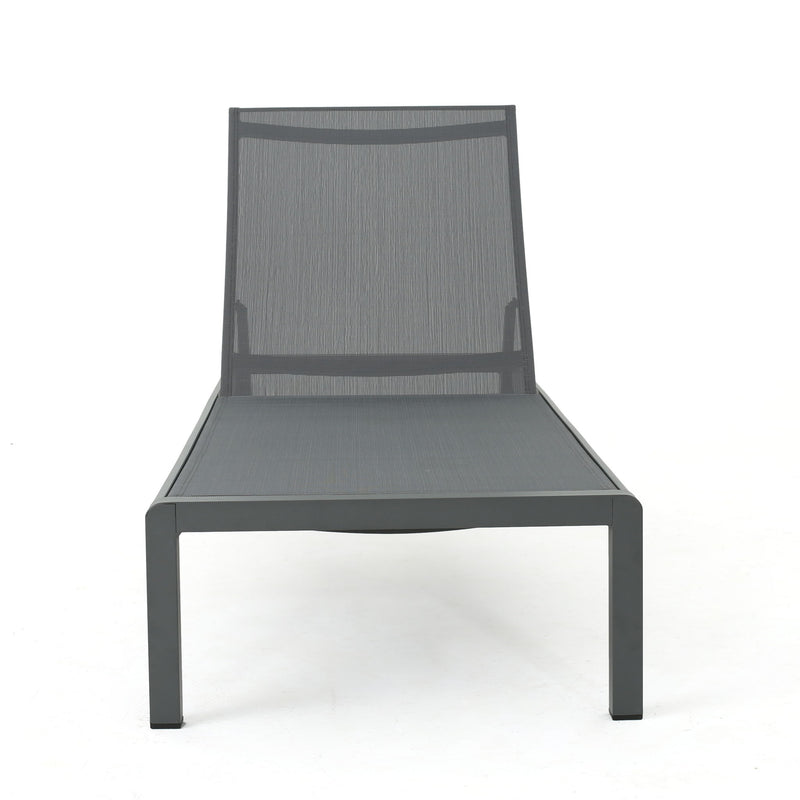 Noble House outdoor patio chaise lounge with five adjustable reclining positions, featuring comfortable cushioning and weather-resistant design.
