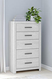 Whitewash Cayboni five-drawer accent chest by Signature Design by Ashley with sleek modern design and metal handles.