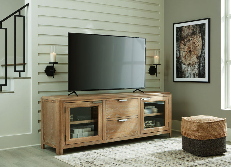 Rencott - Extra Large TV Stand - Light Brown - R&R Furniture Gallery (Fountain Valley, CA)