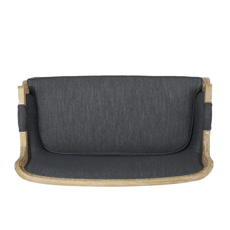 Noble House Inspired Style stationary loveseat with plush cushions and modern design, featuring neutral fabric upholstery.