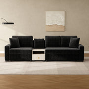 Noble House modular stationary sofa with storage armrest and center console, featuring plush cushions and contemporary design.