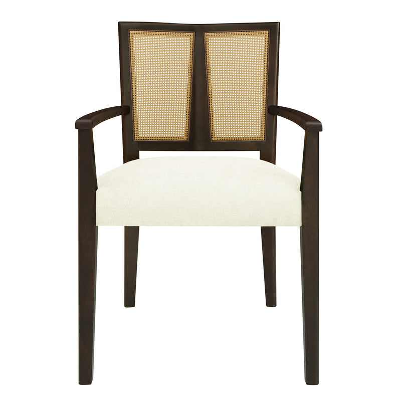 Mid Century Modern Arm Dining Chair Set With Rattan Backrest - R&R Furniture Gallery (Fountain Valley, CA)