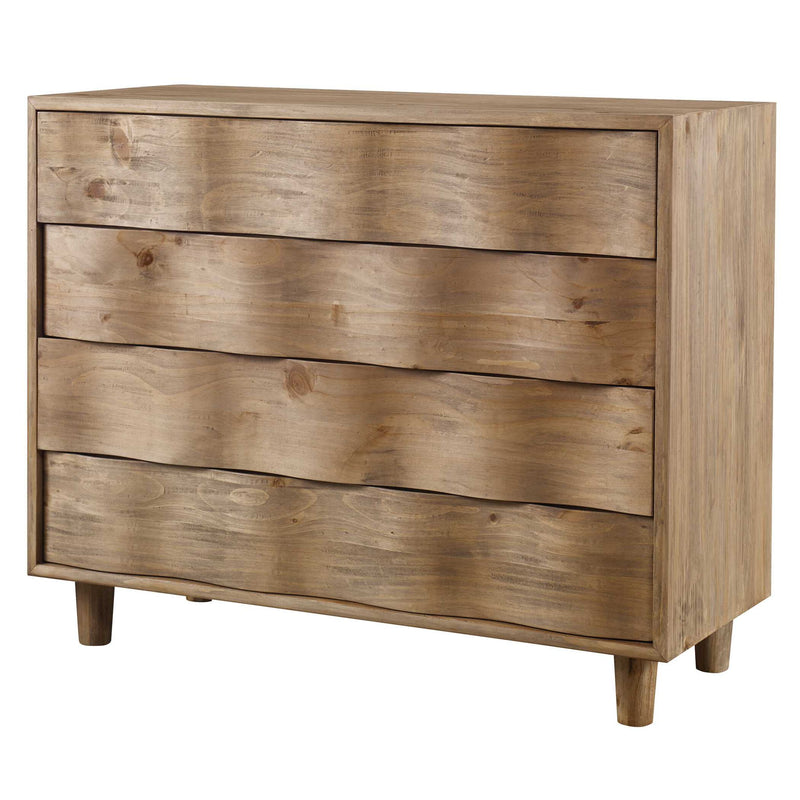 Uttermost Crawford Light Oak Accent Chest in light brown wood with sleek modern design and metal hardware.