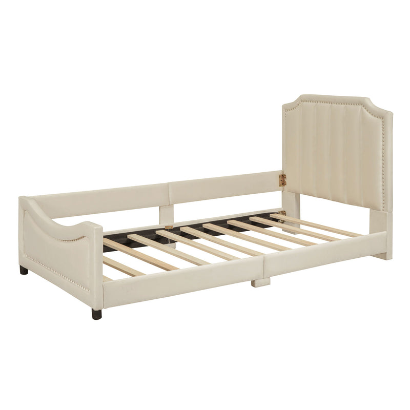 Upholstered Daybed With Classic Stripe Shaped Headboard - R&R Furniture Gallery (Fountain Valley, CA)