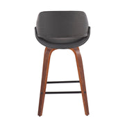 Lumi Source Fabrico mid-century modern counter stool set of 2 with wooden legs and upholstered seats, perfect for kitchen or bar area.