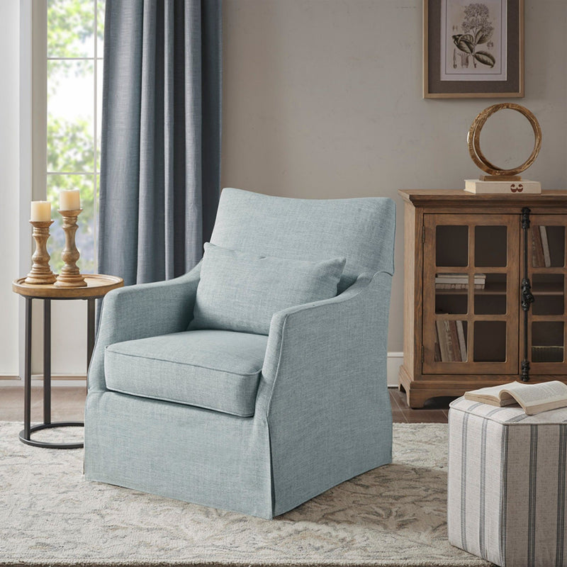 Traditional Design London Skirted Swivel Chair - R&R Furniture Gallery (Fountain Valley, CA)