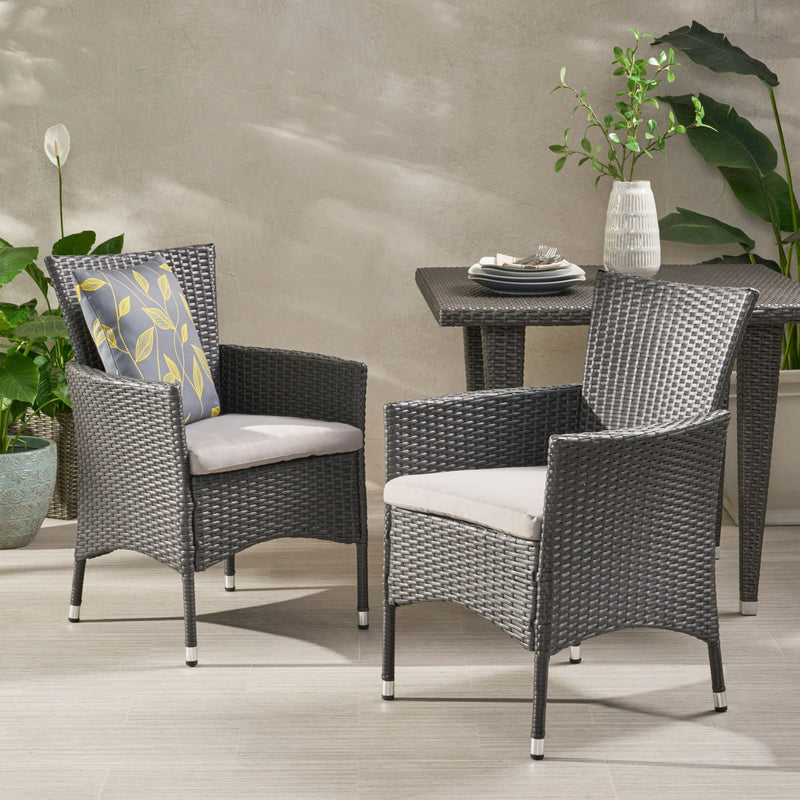 Dimensional Outdoor Dining Chair With Cushion Seat And Iron Frame (Set of 2) - R&R Furniture Gallery (Fountain Valley, CA)
