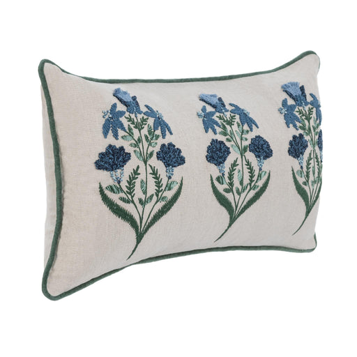 Transcendence - 14" x 26" NV Belcourt Floral Pillow - Floral Natural / Blue - R&R Furniture Gallery (Fountain Valley, CA)