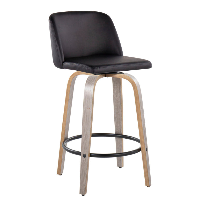 Toriano - Contemporary Fixed Height Counter Stool With Swivel & Round Footrest (Set of 2) - R&R Furniture Gallery (Fountain Valley, CA)