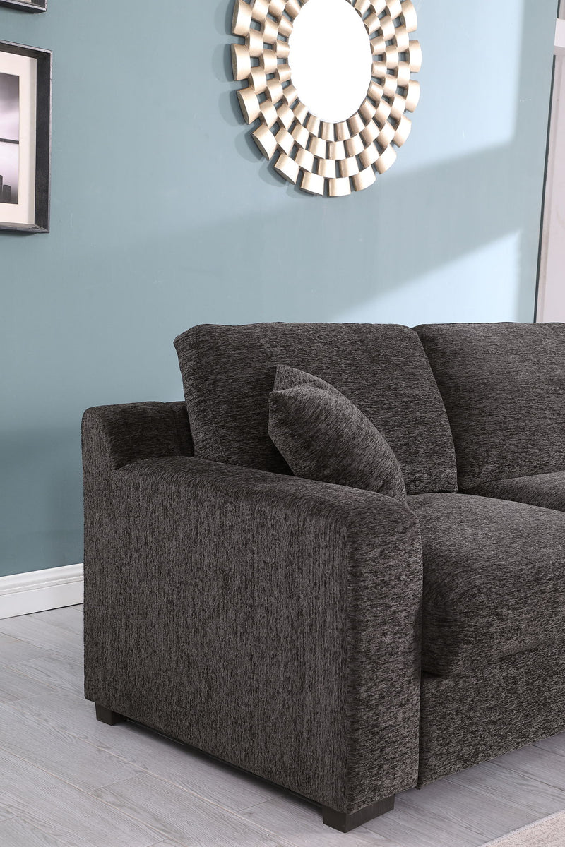 Celine - Corner Sectional Sofa With Right Facing Chaise, Cupholders, And Charging Ports - Gray - R&R Furniture Gallery (Fountain Valley, CA)