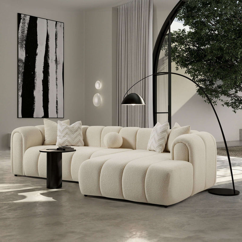 Beatrice - Modern Tufted Right Sectional Sofa - Ivory - R&R Furniture Gallery (Fountain Valley, CA)