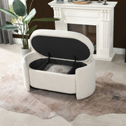 Fuji - Oval Storage Bench, Upholstered - Ivory White - R&R Furniture Gallery (Fountain Valley, CA)