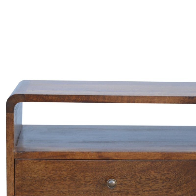 Solid Wood Curved Media Unit - R&R Furniture Gallery (Fountain Valley, CA)