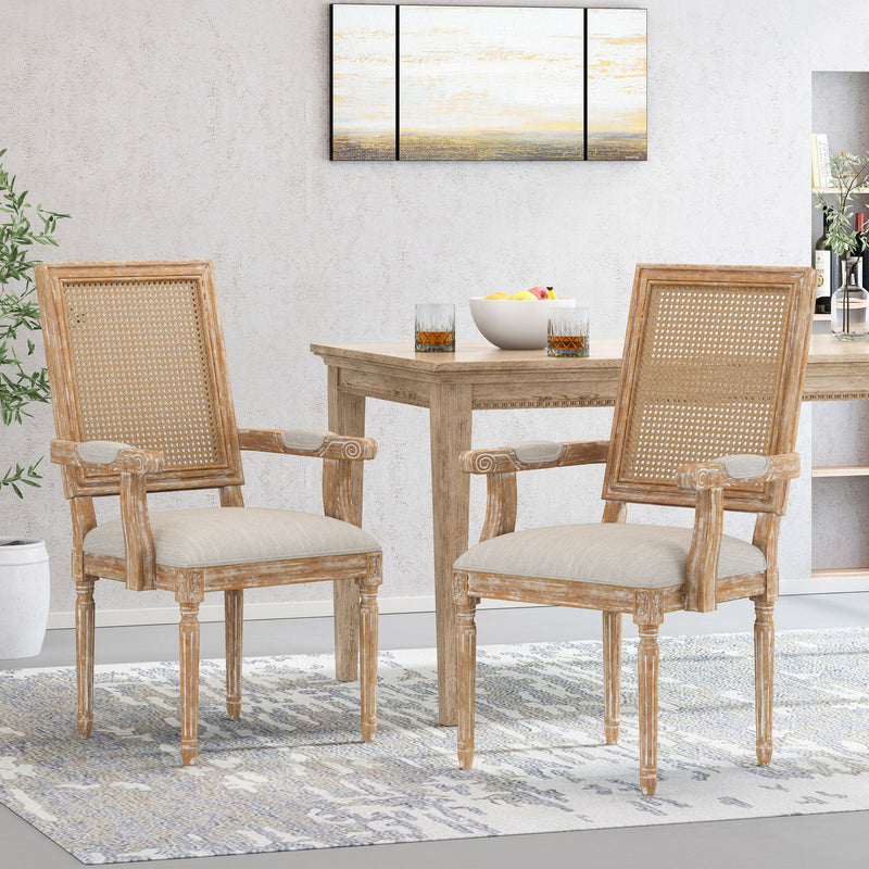 Elegant French Country Style Dining Chair With Cane Backrest - R&R Furniture Gallery (Fountain Valley, CA)