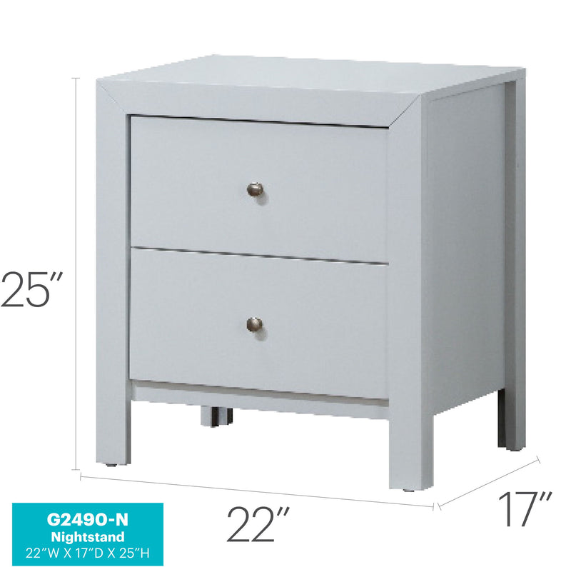 Glory Furniture accent nightstand with drawers, featuring a charming design and wooden finish, ideal for bedroom storage.