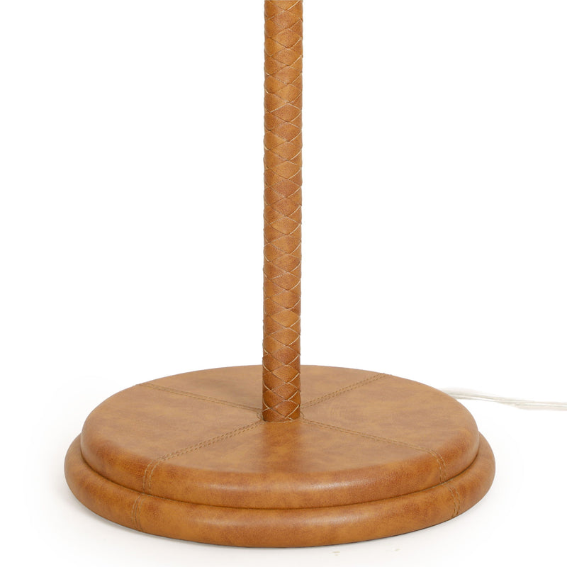 Keria - Vegan Leather and Raffia Designer Floor Lamp - Natural - R&R Furniture Gallery (Fountain Valley, CA)
