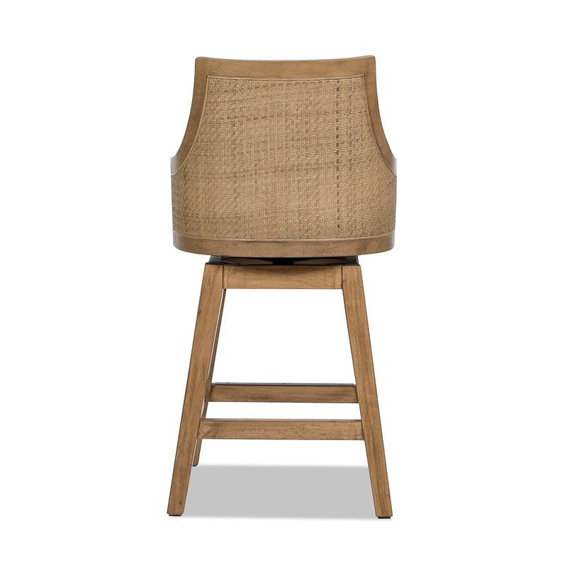 Bahama - Cane High Back Swivel Counter Stool With Recessed Arms Textured Weave - Taupe Beige - R&R Furniture Gallery (Fountain Valley, CA)