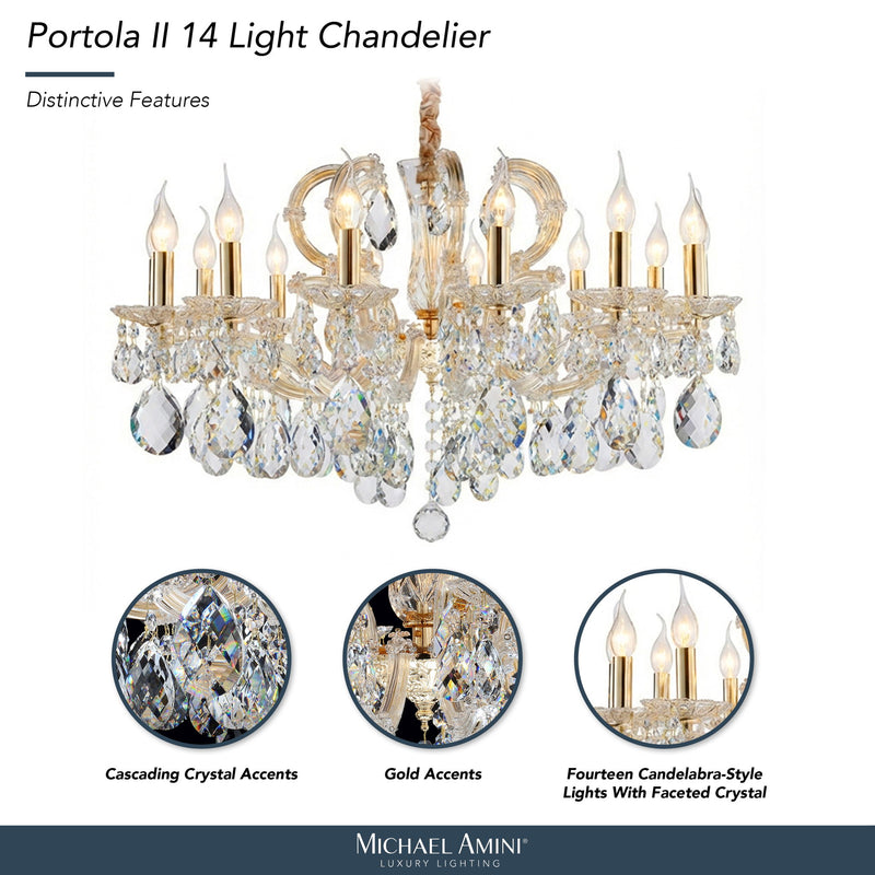 Michael Amini Lighting - Portola 14-Light Traditional Crystal Chandelier - Gold
