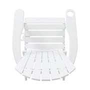 Noble House Zenithia outdoor foldable Adirondack chair with two cup holders, made of durable wood for patio relaxation.